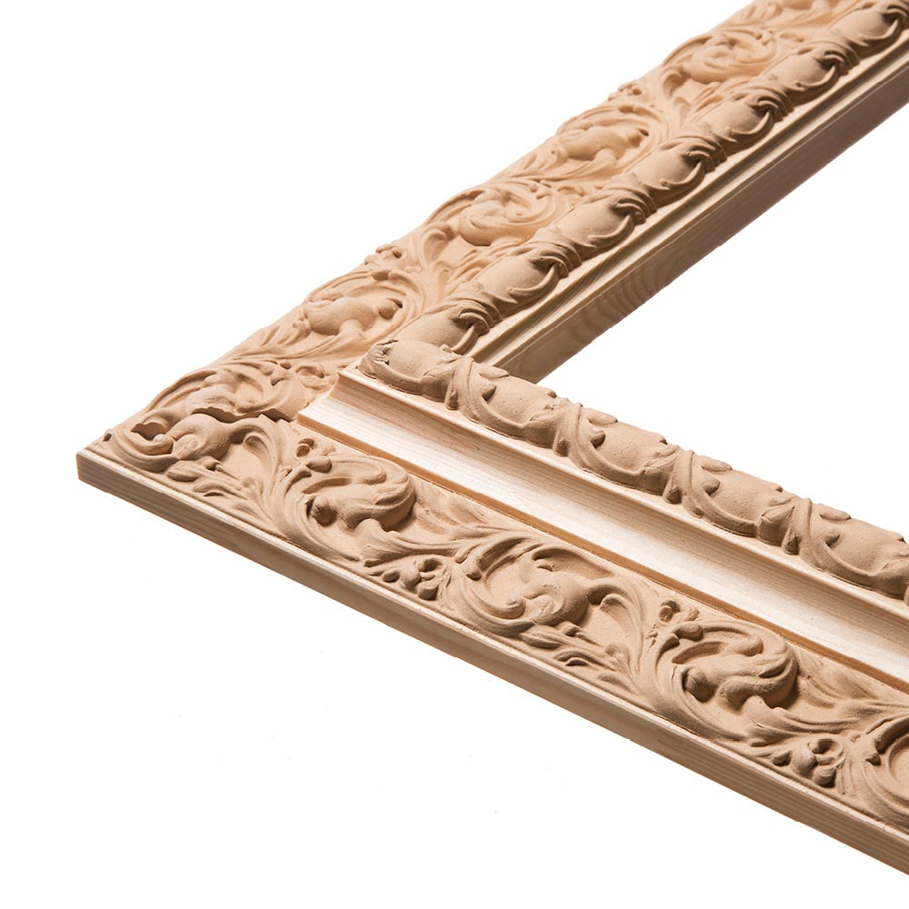 Leaves and pods made to measure frame in wood pulp