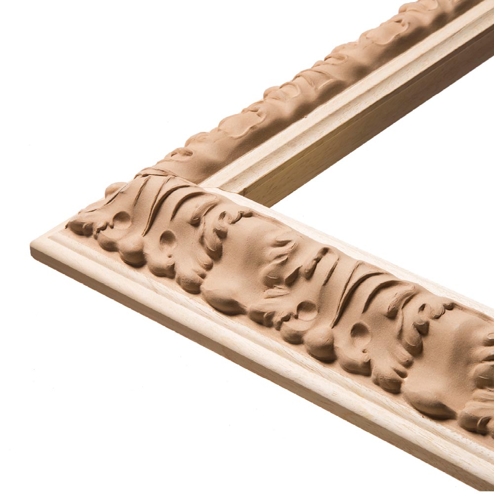 Frame in wood pulp with leaves decoration