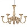 Tulip chandelier with 6 light fittings in beech and wood pulp size 90x90x74