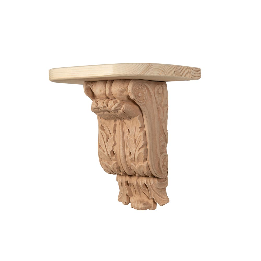 Column capital with shelf in spruce and wood pulp size 25x15x25
