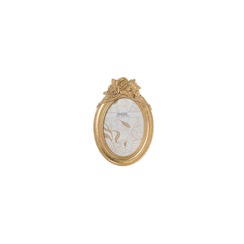 Oval rose photo frame in gold resin size (external) 17x3x25