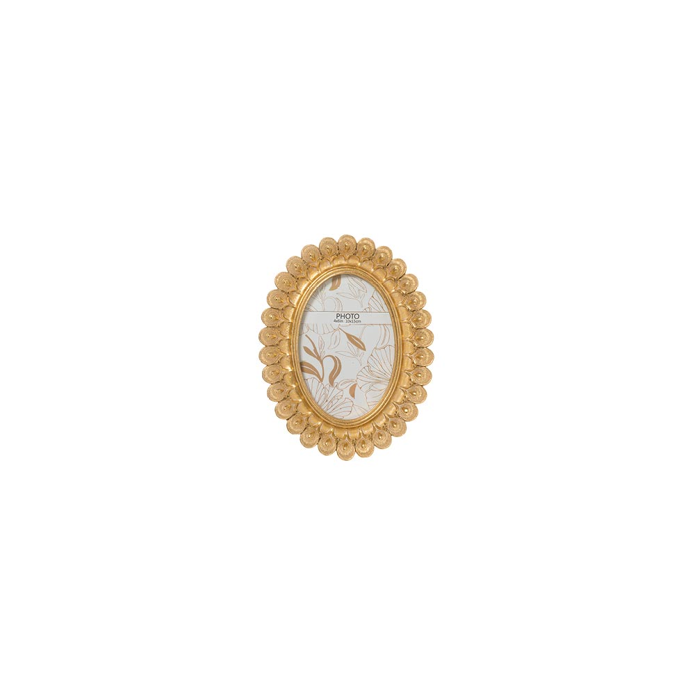 Oval photo frame in gold resin size 17x2x22
