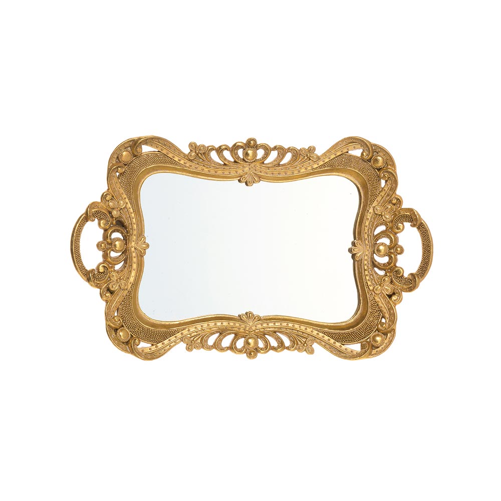 Rectangular tray with  mirror in resin size 38x23x4
